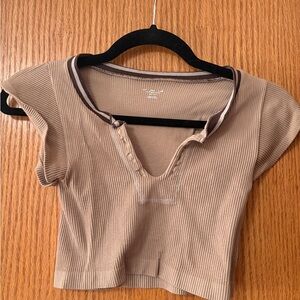 Urban Outfitters Beige Ribbed Crop Top